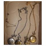 4 quartz pocket watches w/ chains: Azur, Milan,