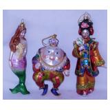 5 figural blown glass Christmas tree ornaments