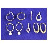 3 pair sterling earrings & 3 pendants