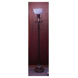 Antique cast iron & onyx floor lamp w/ milk glass