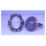 9 sterling rings w/ moss agate - Faceted stones -