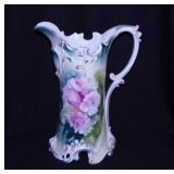 Antique RS Prussia porcelain tankard, 10.5" tall