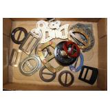 18 vintage buckles, hand painted portrait & more