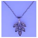 14K white gold leaf 5 diamond pendant on