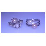 6 Vantel Pearls sterling 925 silver rings