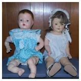 2 antique composition baby dolls w/ teeth &