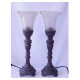 Pair of boudoir torchere night stand lamps w/