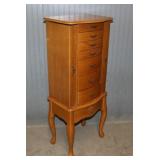 Oak standing 6 drawer jewelry armoire w/ 2 door