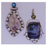 Sterling 925 Silver: 2 polished stone pendants -