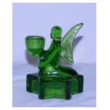 LE Smith emerald green glass kneeling angel on