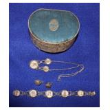 Vintage marked 800 silver jewelry set: