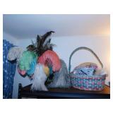 Vase w/ ostrich & peacock feathers - Large woven