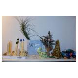 Ceramic rabbit candle holder - 2 tabletop trees -