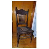 Antique pressed spindle back chair w/ cane seat,