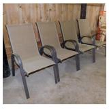 4 metal framed patio chairs w/ woven seats &