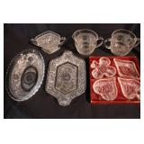 Indiana Glass: 4 piece bridge ashtrays in box -