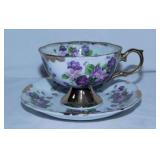 Vintage Japan purple violets teacup & saucer -