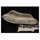 Antique infant baby scale w/ wicker basket