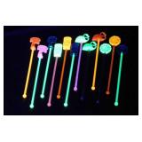 12 Mid Century Uranium plastic bar swizzle sticks