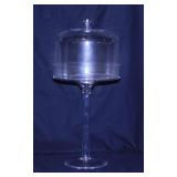 Tall glass pedestal dessert stand w/ dome -