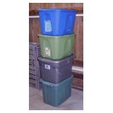 Four 18 gallon storage totes w/ lids - 2 totes,