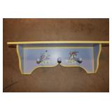 Hey Diddle Diddle themed 2 hook wall shelf, 24"