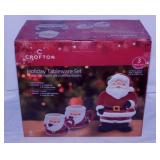 New Christmas Santa Claus cookie jar & 2 mugs in