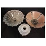 Art Deco pink & clear glass ribbed ceiling lamp