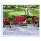 New 7 pc. red patio wicker furniture cushions in