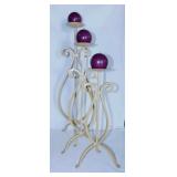 Set of 3 wrought iron candle holders & candles,