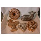 5 vintage aluminum cake & jello molds