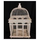 Decorative wood & wire birdcage w/ hinged door,