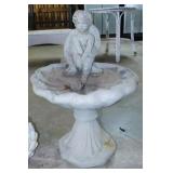 Concrete 2-piece winged cherub bird bath statue,