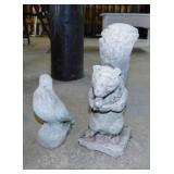 2 concrete garden patio porch animal statues: