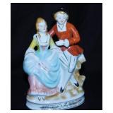 Occupied Japan Colonial couple figurine, 7" tall