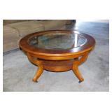 Solid wood round living room coffee table with