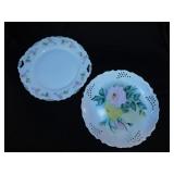 2 antique plates - Antique pink roses serving