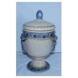 Glazed crackle pottery urn, 10.5" tall