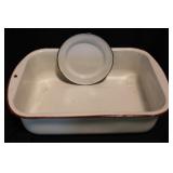 Large enamelware pan, 16.5" x 11" x 4" -