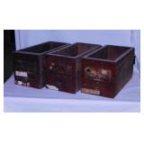3 antique oak hardware store drawers,