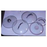 5 glass lids: Two 10" - 9.5" - 8.75" - 6"