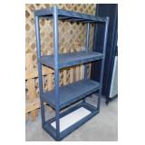 Plastic 4 shelf shelving unit, 34" x 14" x 56"