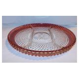 Indiana Glass diamond point cranberry relish