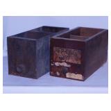 2 antique oak & metal hardware store drawers,