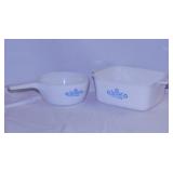 2 Corning Blue Cornflower dishes: 1.5 pt. saucepan