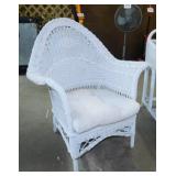 Antique white wicker patio sunroom high back arm