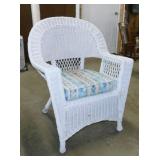 Antique white wicker patio sunroom high back arm