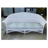 Antique white wicker patio sunroom sofa couch,