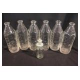 6 Pyrex glass baby bottles, 6.25" & more