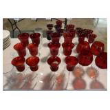 4 ruby red glass goblets - 26 ruby red glass